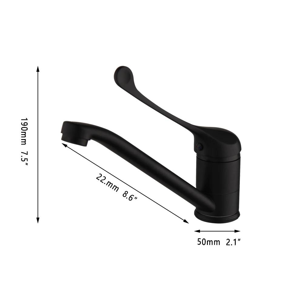 Torayvino Mattschwarz Messing Langer Griff Badezimmer Waschbecken Armatur Medizinische Hygiene Armaturen Aufsatz Armatur Kalt- und Warmmischer