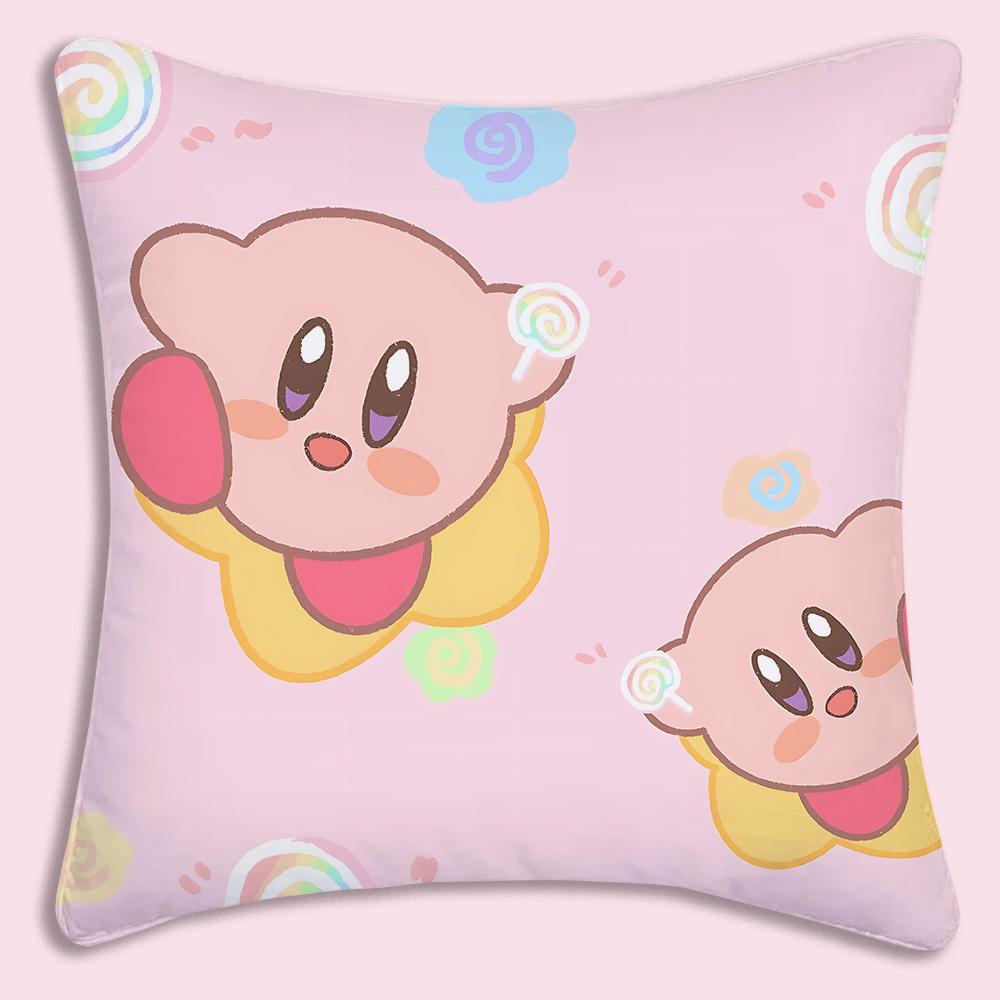 Hot Lovely KKirbies Pillow Covers Cartoon Sofa Decorative Home Doublesided Printing Short Plush Cute Cushion Cover