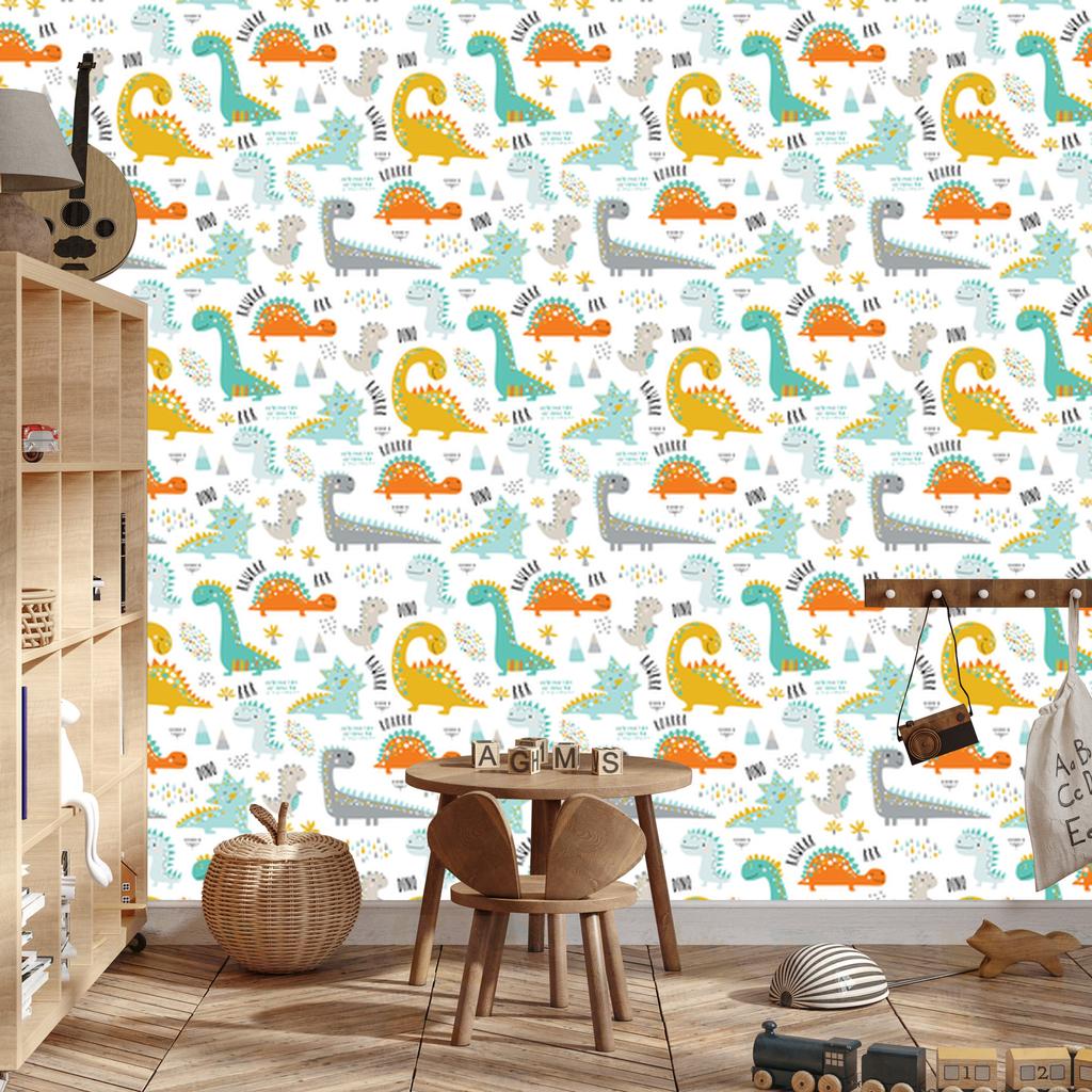 Wallpaper Colorful Dinosaurs Mountains and Nature for Living Room and Bedroom 50x1000