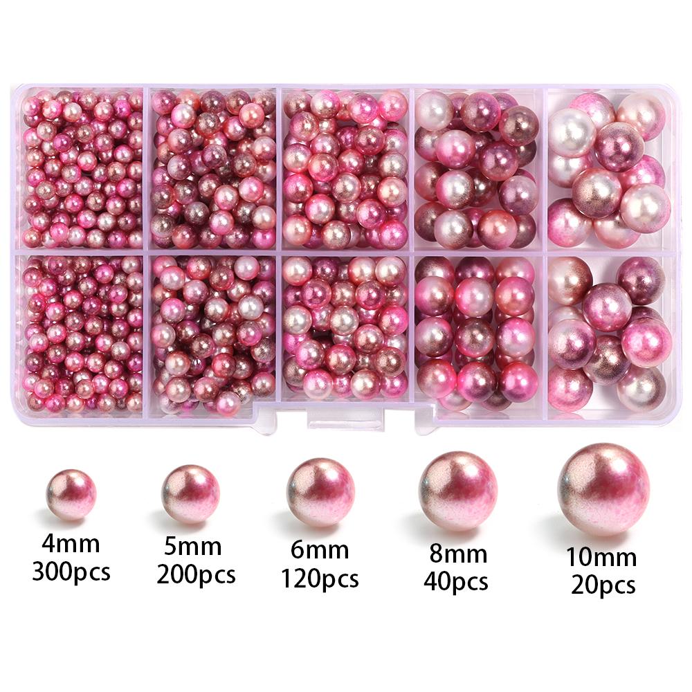 10Grids 4/5/6/8/10mm ABS Imitation Pearl Beads Kit Gradient Color No Hole Round Loose Beads For DIY Jewelry Making Accessories