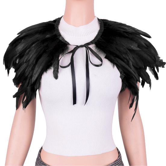 Feather Shawl Bright Color Halloween Parties Cloak Wear As Skirt or Shawl Gothic Style Shawl with Lace-Up Ribbon Costume Accessory