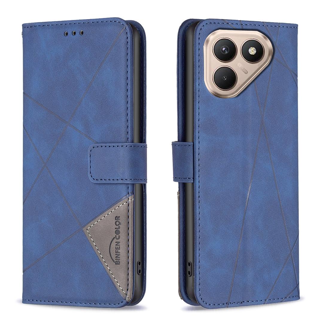 

For TECNO Pova 7 4G Phone Case BINFEN COLOR Wallet Stand Geometry Imprinted Leather Cover C