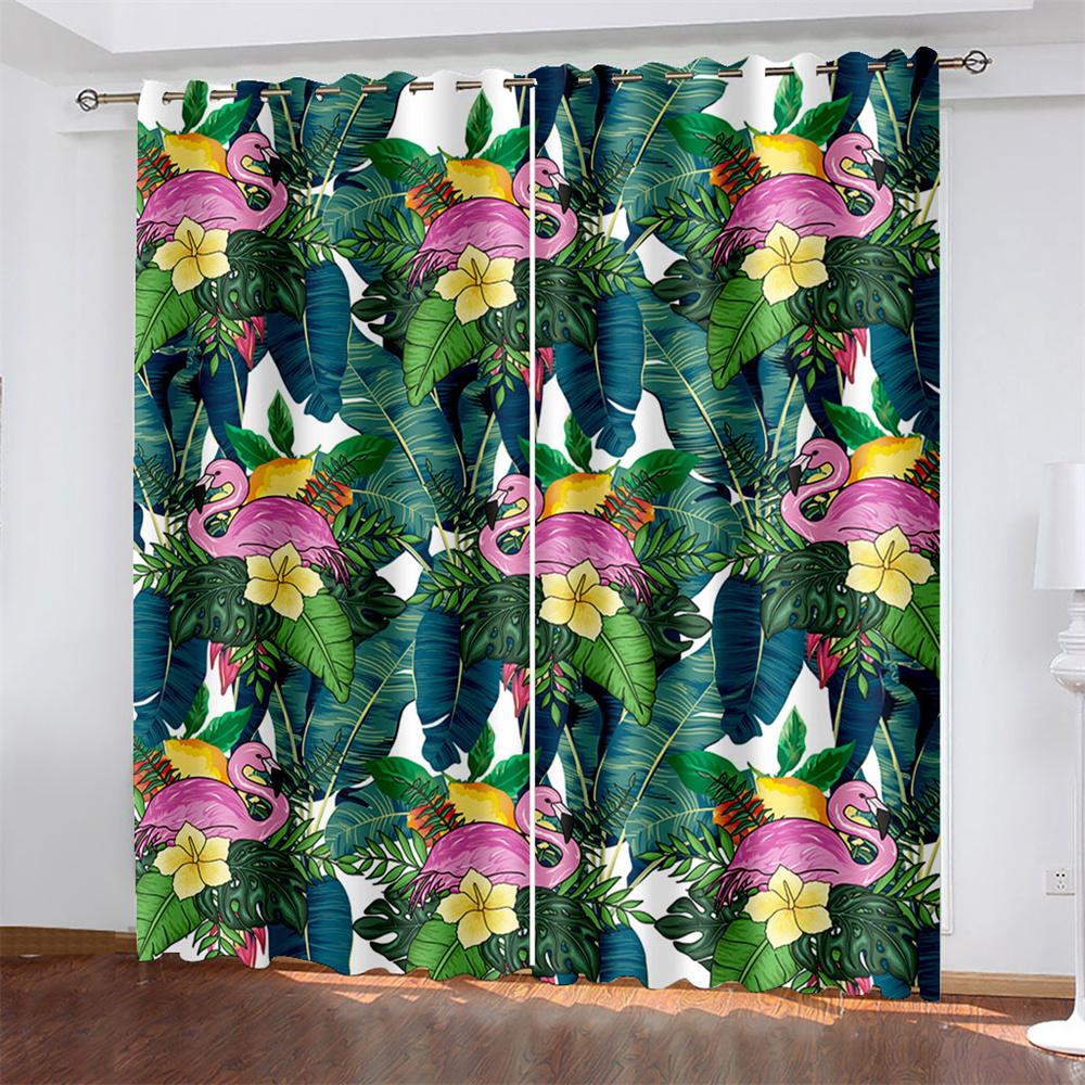 

Художественный принт фламинго, тканые шторы, затемняющие шторы для спальни, две отдельные шторы слева и справа 132cmx160cm