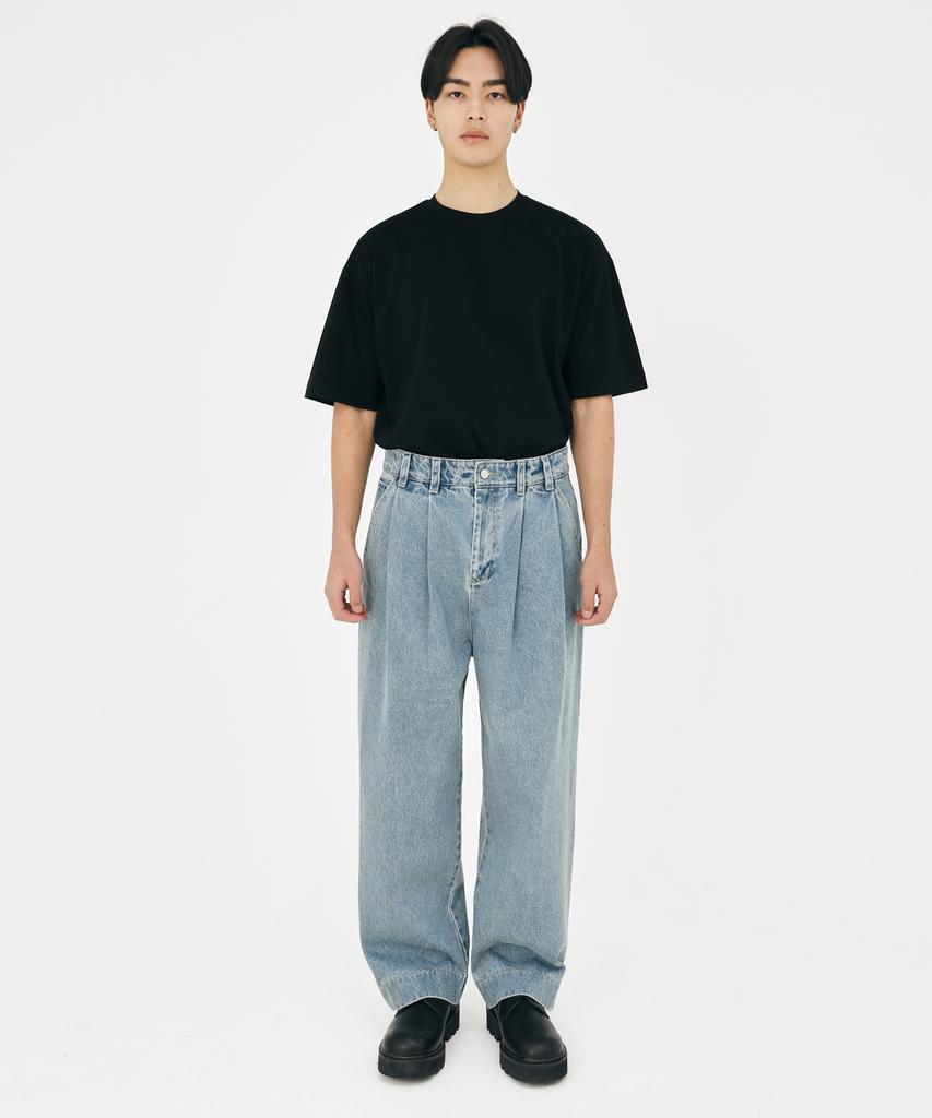 Seleuji Double-Pleat Wide Denim Pants V8_Light Blue