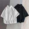 Summer Vintage Vertical Stripe Half Sleeve Shirt Men's Summer Couple Fashion Versatile Oversize Shirt