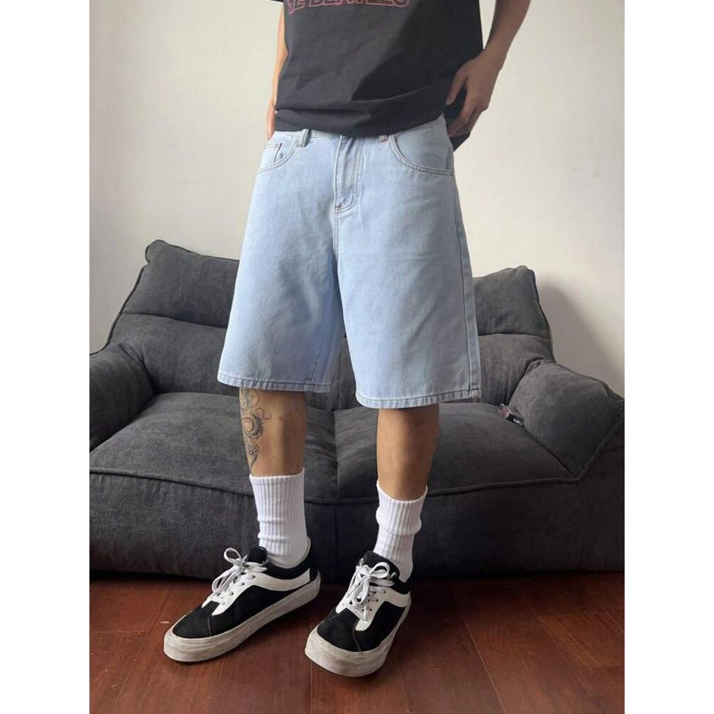 Summer Trend Niche Retro Denim Shorts Men's Loose Casual Trendy Brand Five Quarter Pants