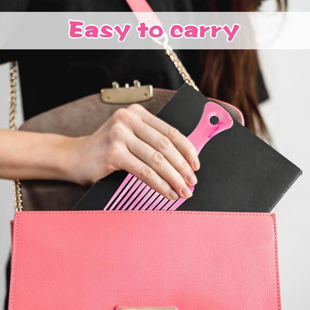 2 PCS Pink Hair Picks for Women, Wide Tooth Hair Pick Comb, Hanging Pick Combs for Curls Women Men