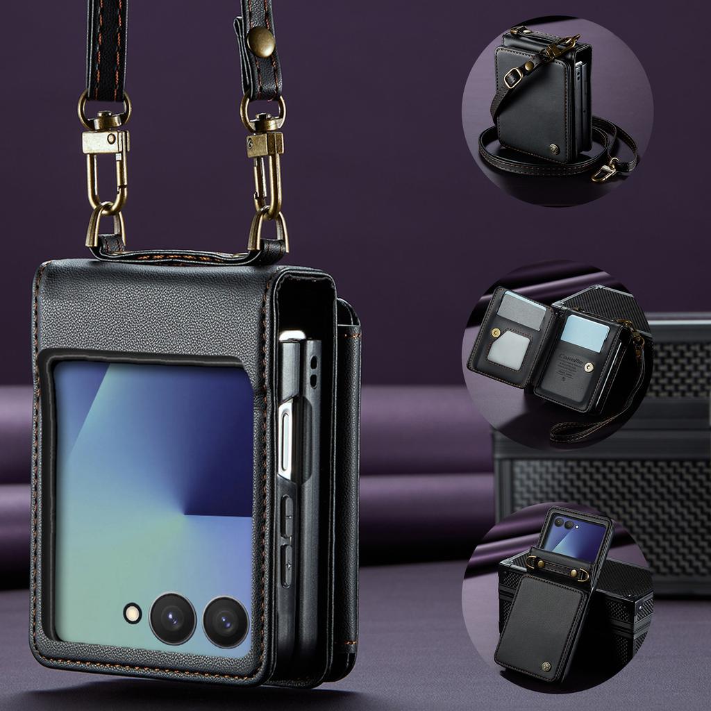 Suitable for Samsung Z Flip 30% off foldable screen phone case with crossbody strap protective cover and card slot stand for Z Flip8