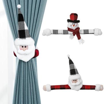 1 Pc Christmas Curtain Buckle Santa Snowman Curtain Tiebacks Cartoon Doll Curtain Holdback Fastener for Home Window Decoration