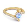 Moonstone Contemporary Pave Bypass Ring - 925 Sterling Silver Gold Vermeil