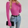 Women's Solid-color Round Collar Fashionable Knitted Sweater