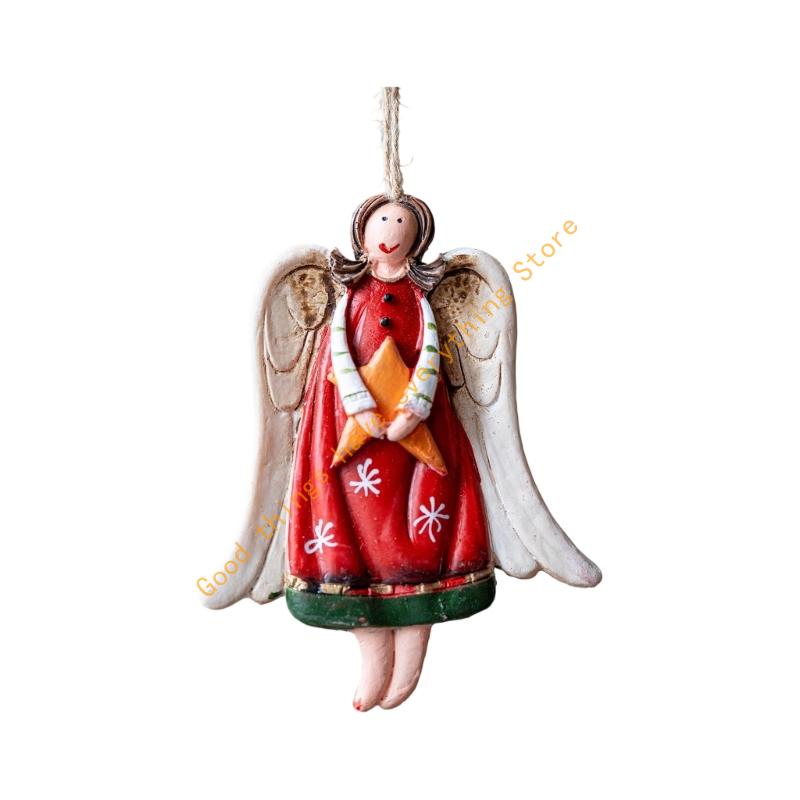 Christmas Tree Ornament Resin Angel Sculptures Christmas Tree Hanging Decorations for Mantels Holiday Decorations