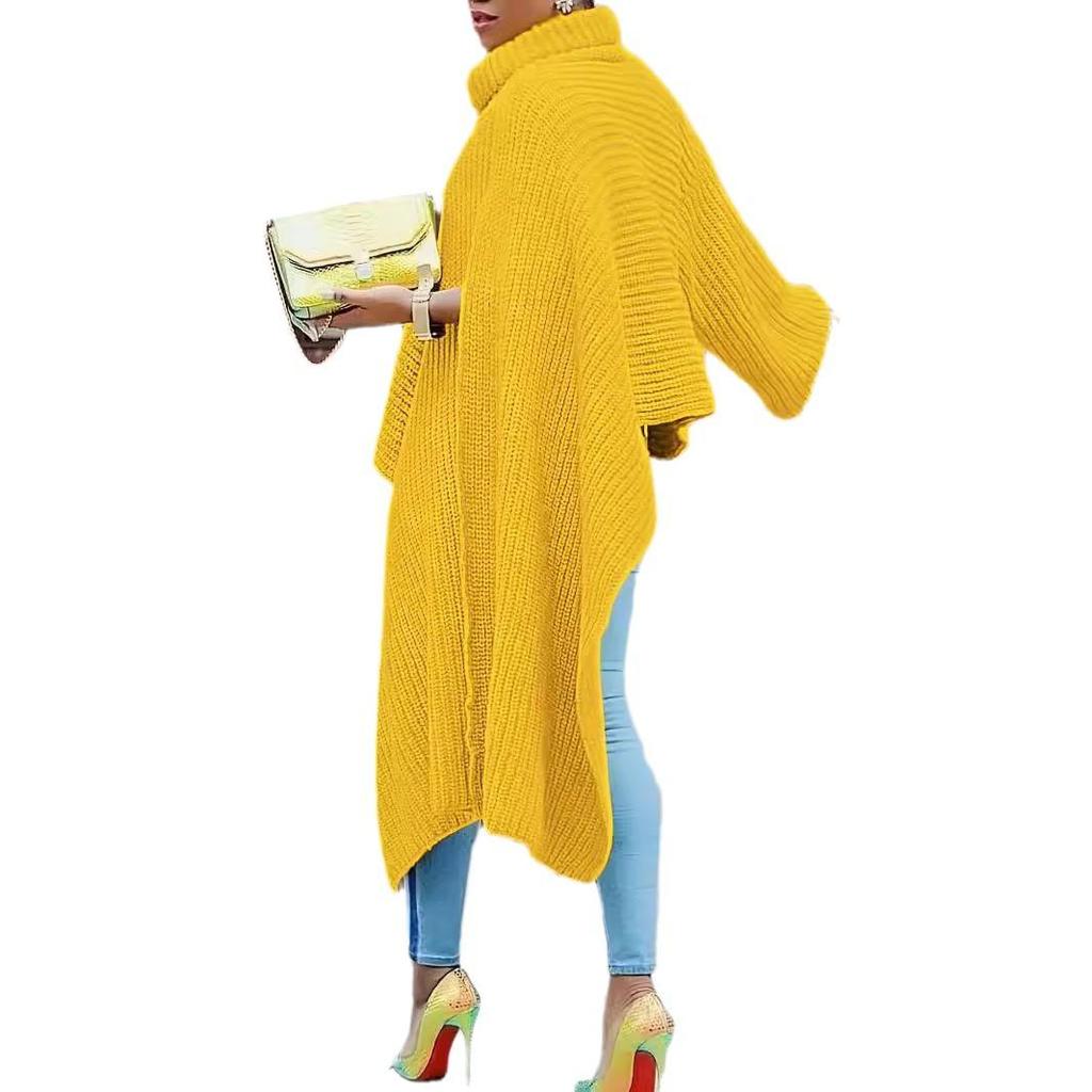 High Neck Solid Color Loose Sweater - Women's Autumn/Winter Fashion