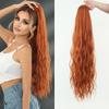 Damen Mode Flauschig 36 Zoll Extra Lang Lockiger Pferdeschwanz Erweiterung Zugband Wasserwelle Pferdeschwanz mit Elastischem Netz