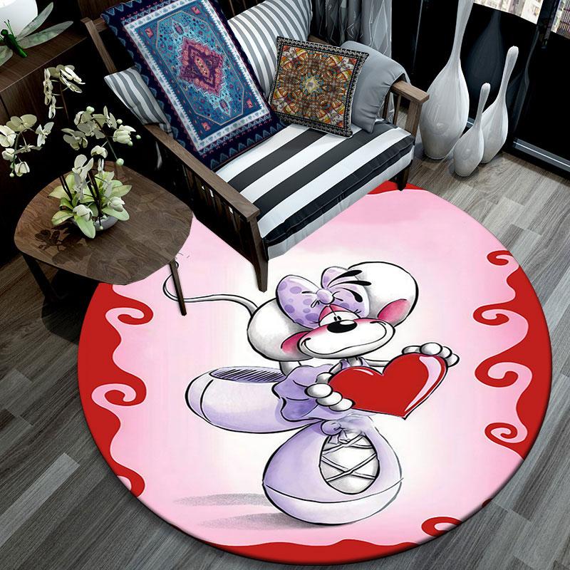Diddl Cartoon Pattern Round rug,Carpet Rug for Living Room Bedroom Playroom ,Non-slip Floor Mat,Holiday Gifts and Birthday Gifts.
