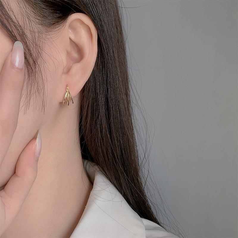 Nimiya S925 Sterling Silver Layered Earrings - Women's Versatile Light Luxury Accessory