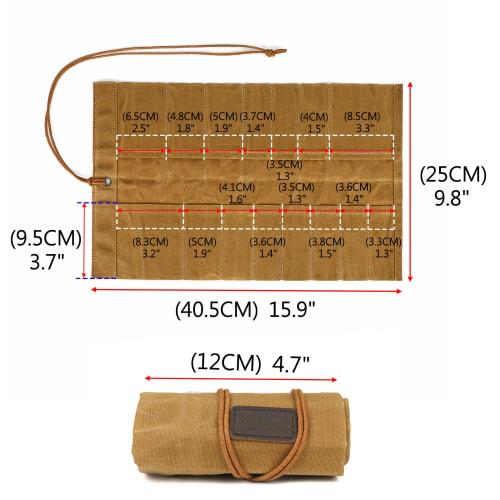 TOURBON Tool Roll Bag, Knife Case, Fabric Wrapped Tool Organizer, DIY Tool Storage Case