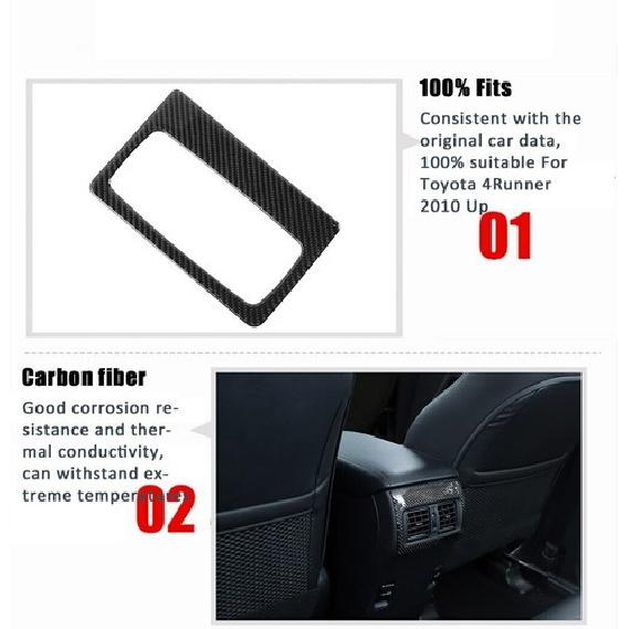 Rear AC Vent Outlet Frame Panel Trim Decor Cover For 4Runner 10+ Carbon Fiber
