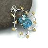 Natural Tibetan Turquoise Gemstone 925 Sterling Silver Jewelry  Pendant 1.95" AJP-79