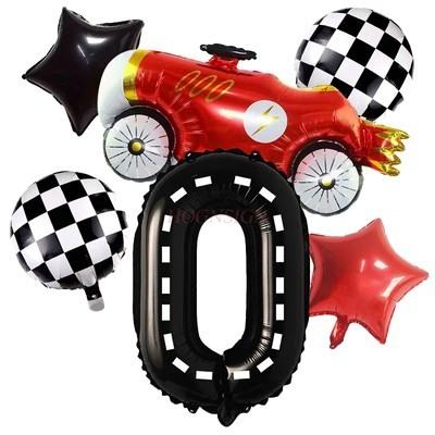New Lightning Racing Cartoon Theme 40 Inch Black And White Stripe Digital Balloon Package For Children'S Birthday Party