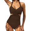 Damen-Badeanzug, ausgeschnitten, einteiliger Badeanzug, Neckholder, hohe Taille, Strandmode, Monokini, Push-Up-Badeanzug, einteilige Badebekleidung für Damen