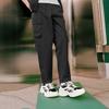 Skechers Strolling Series Solid Color Elastic Waist Straight Leg Casual Pants Men Bottoms Carbon-Black L223M084-0018