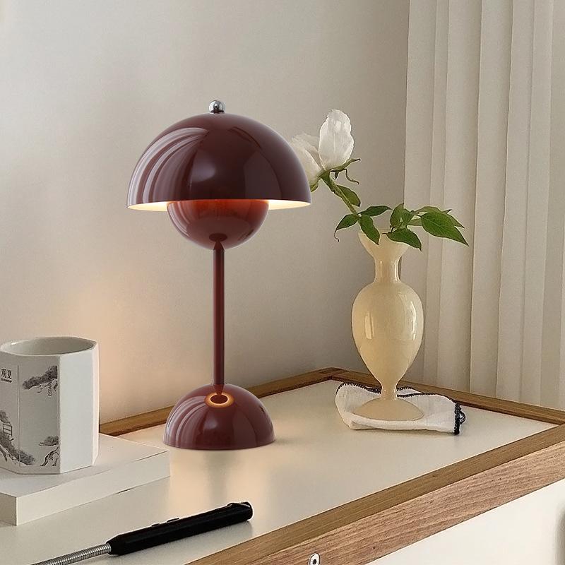 Danish Mushroom Table Lamp - USB Bedroom Night Light with Metal Iron Art Design