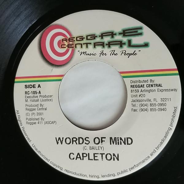 

7-дюймовая пластинка CAPLETON - Words Of Mind RC105 Reggae Central 2001 Ямайка Регги, Ска и Даб Б/У
