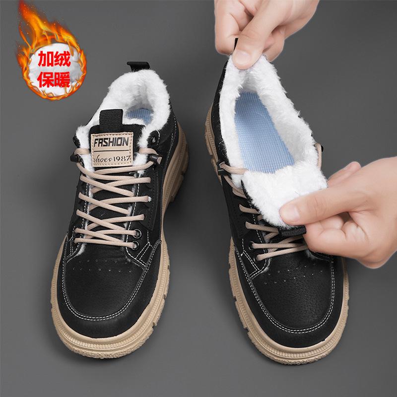 2025 men's winter velvet thickened thermal cotton shoes men's Martin boots thick-soled outdoor snow boots