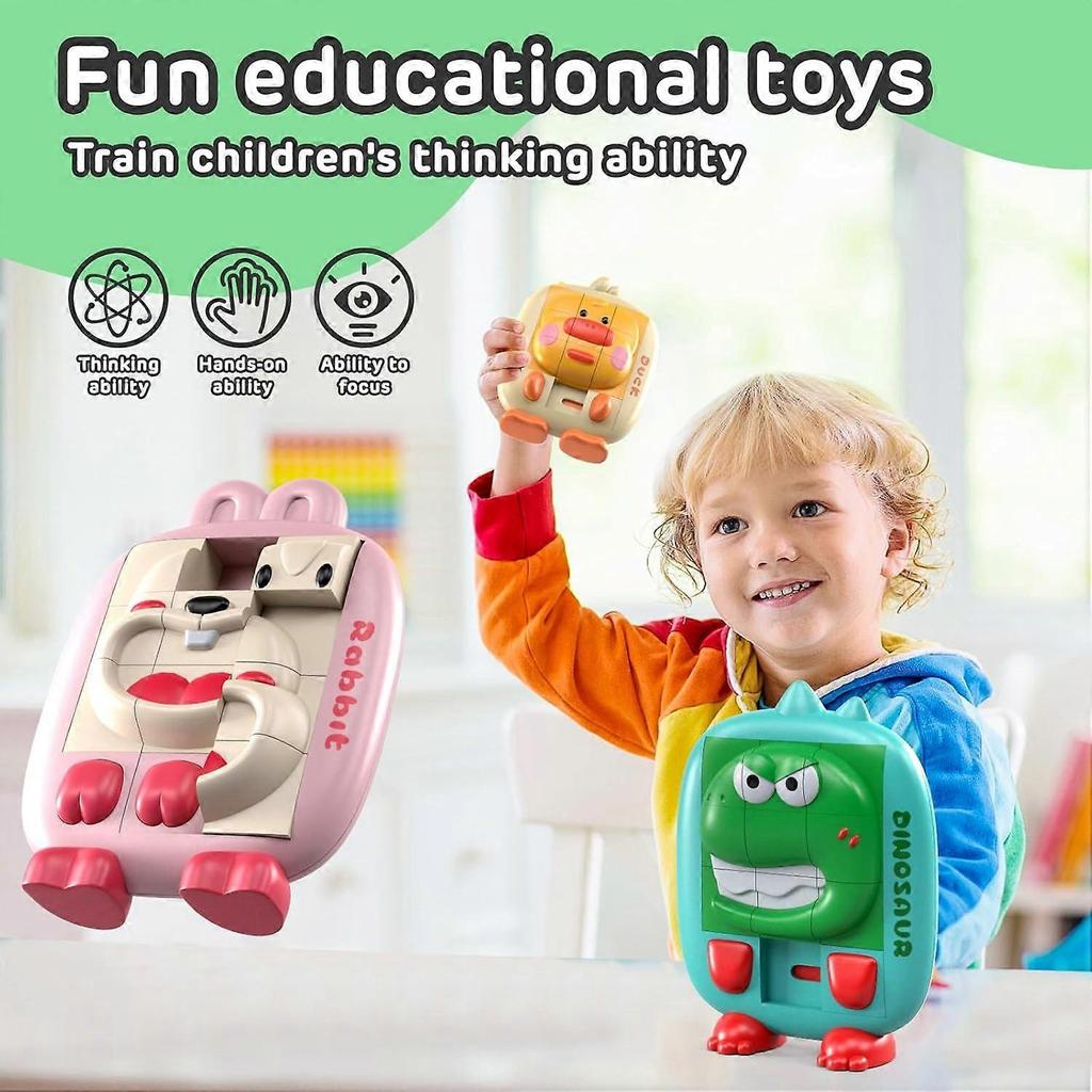 Slide Puzzle Games for Kids,3 Pack Animal Brain Teaser Puzzles Develop Fine Motor Skills,Travel Games for Kids Ages 3-5 4-8