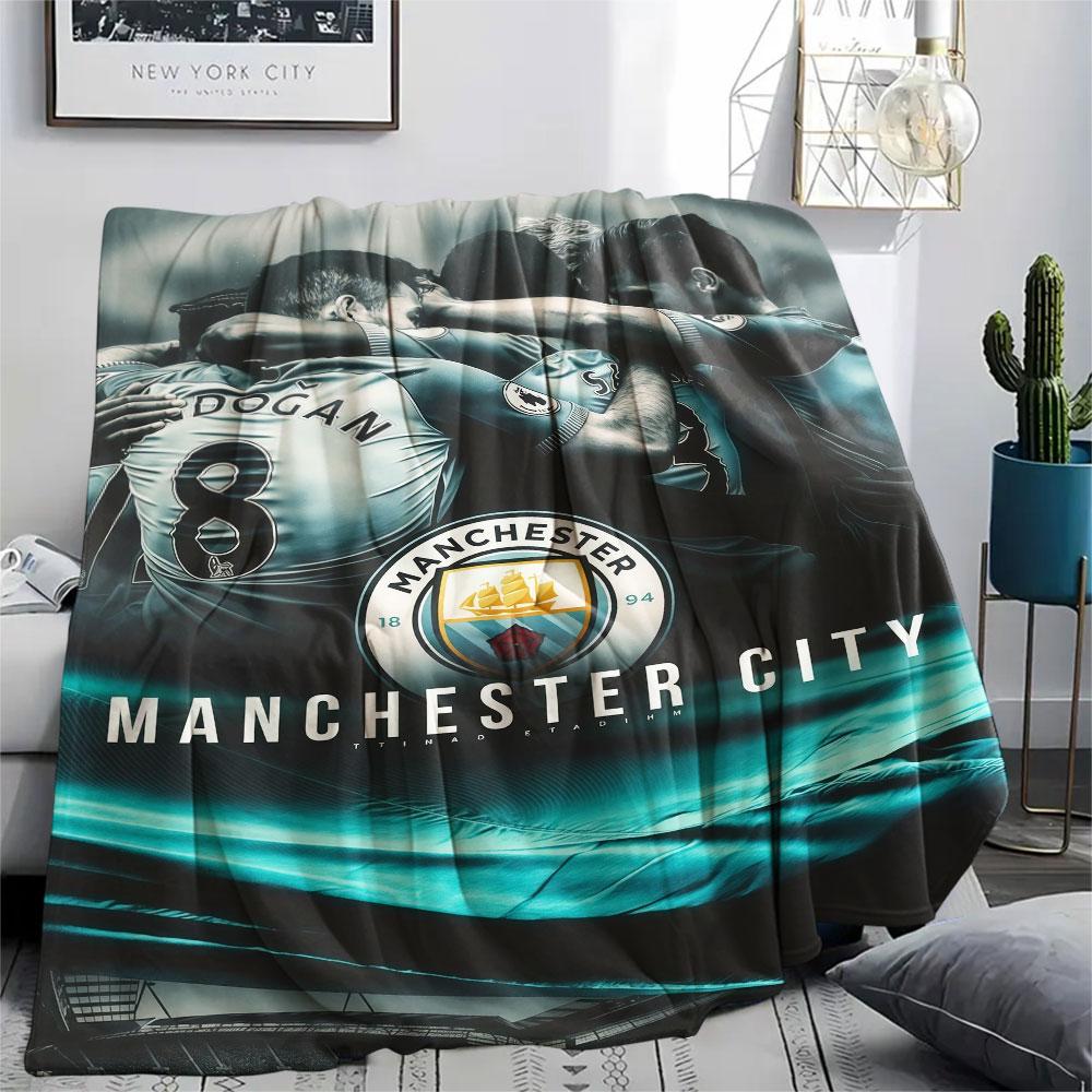 Man City Printed Flannel Blanket, soft throw for bedroom sofa, washable, fan merchandise, great gift.