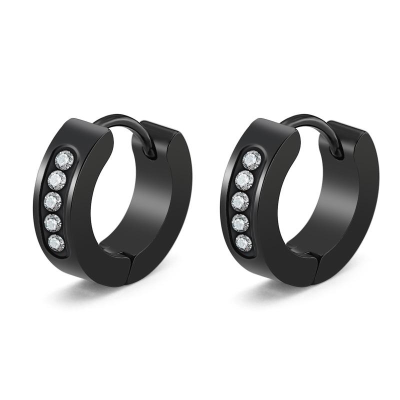 1 Pair Punk Titanium Steel Ear Clip/Ear Stud Earrings For Men Women Black Pierced/No Pierced Fake Ear Circle Pop Jewelry