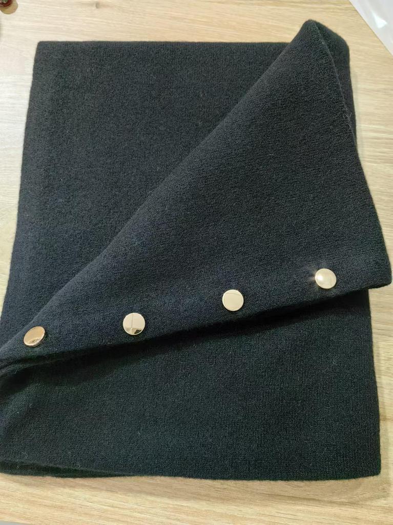 2025 Autumn/Winter Merino Wool Slanted Hem Cape with Gold Buckle