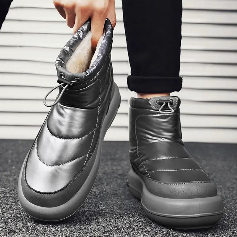 Trendy Winter Warm Snow Boots Comfortable Plus Velvet Cold-proof Men's Boots Fashion Elastic Band Outdoor Walking Casual Shoes