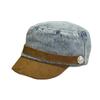 Korean-style color-blocked suede flat-top cowboy hat for women, spring/summer retro octagonal hat that makes the face look smaller, casual