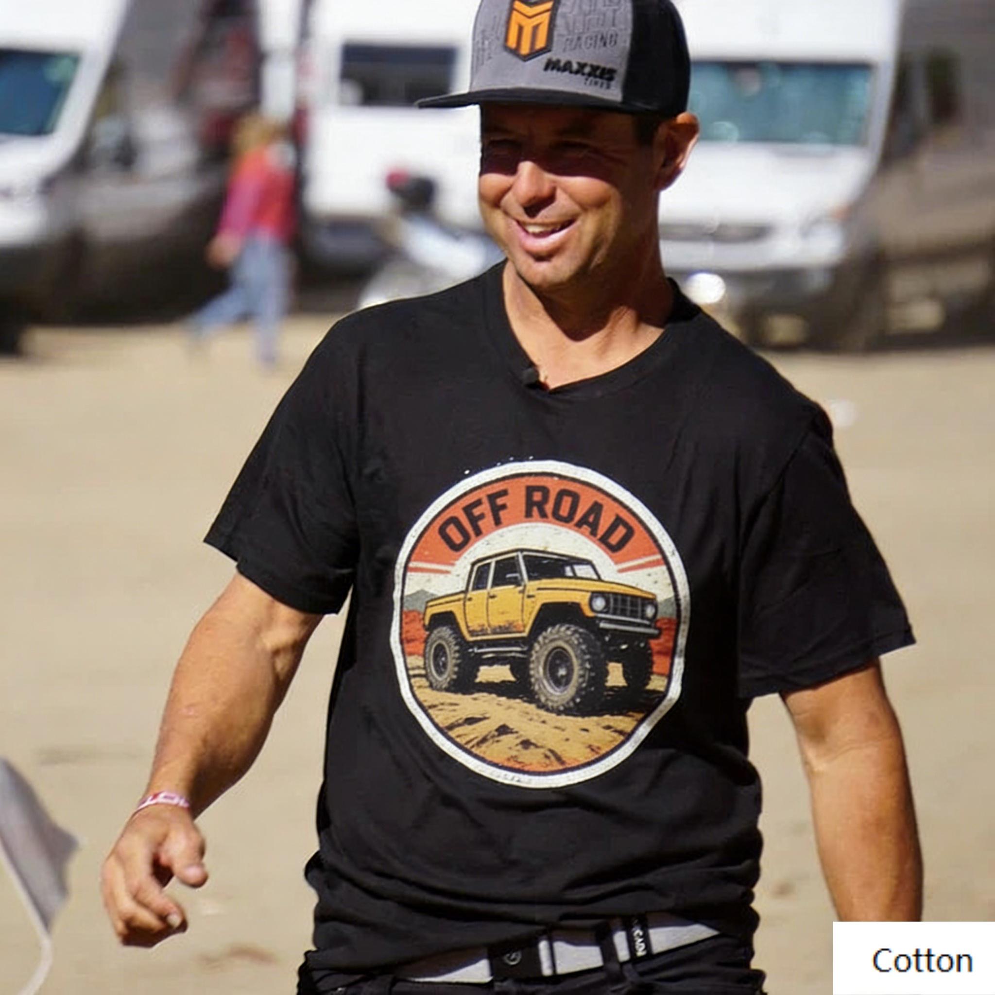 Off Road Vintage SUV Graphic Cotton T-Shirt Neutral Fit Adventure Biker Art Casual Short Sleeve Tee for Off-Road Enthusiasts S разноцветный