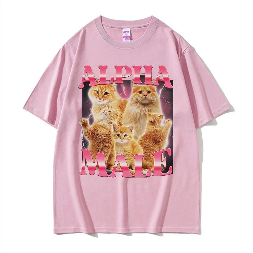 Alpha Male Cat Kitten Funny Meme T ShirtS Women's Clothing Fashion Cute T-shirt Women Casual Short Sleeve T Shirt Tops