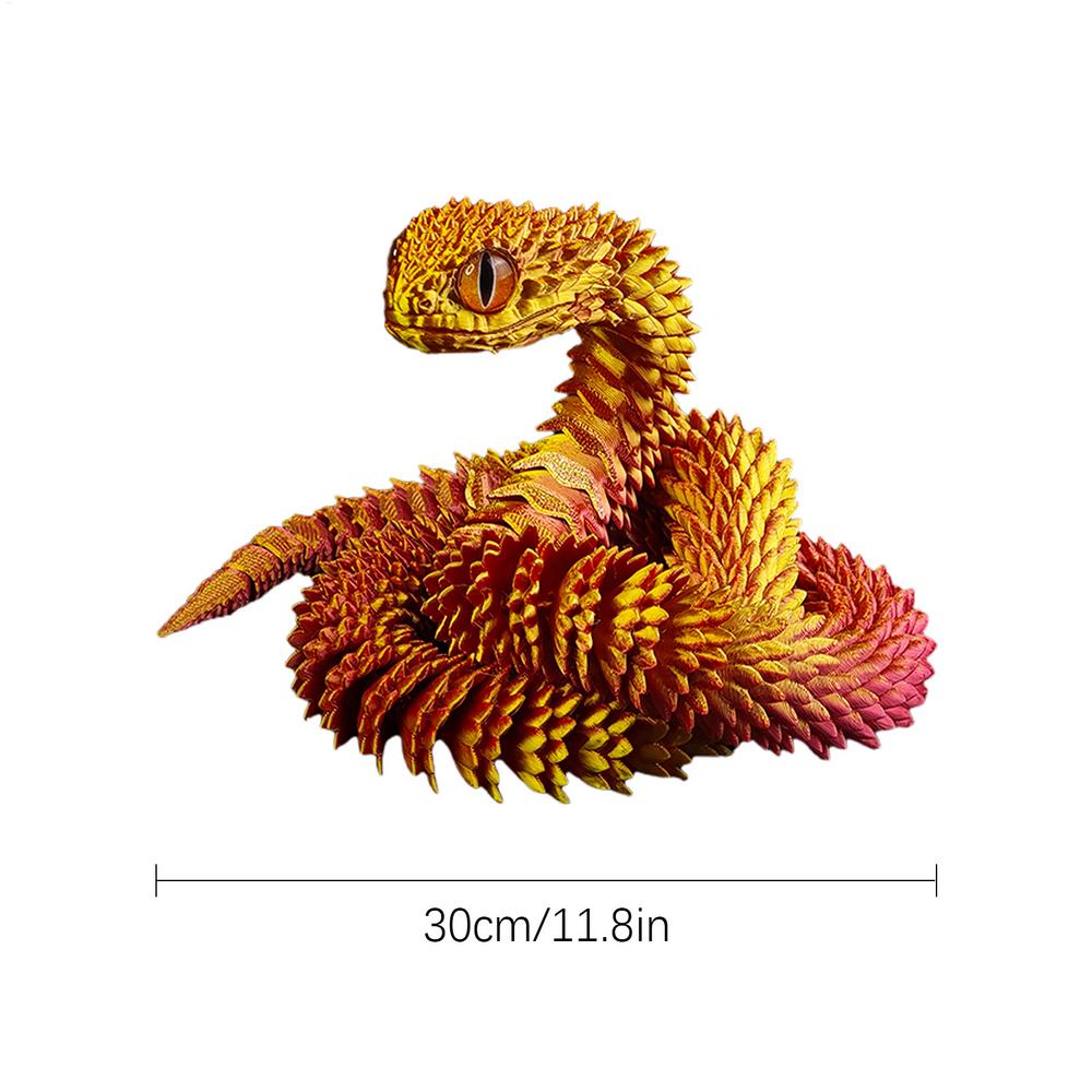 

30cm Animal Model Statue 3D Printed Snake Toy Movable Joint Fidget Toy Desktop Ornament Rotatable Snake Figurine Home Decor
