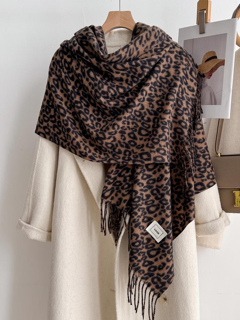  Luxury Women's Fashion Brand Leopard Print  Scarf - New Warm Autumn Winter Pashmina Shawl Bufanda Femme