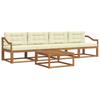 Outdoor Sofa Set with Cushions 5 Pcs Natural and Cream