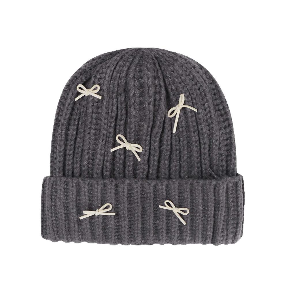 Autumn and winter students warm wool hat elastic pullover knitted hat sweet cute bow cold hat woman