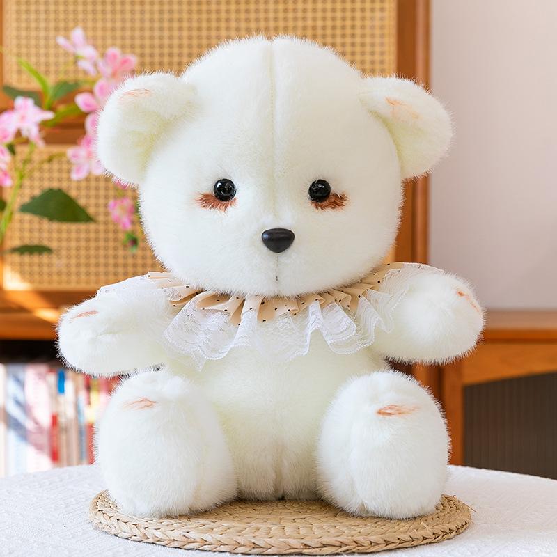 

2025 new smoked bear plush toy children s soothing company bow bear doll throw pillow bear doll 23cmO.16kg