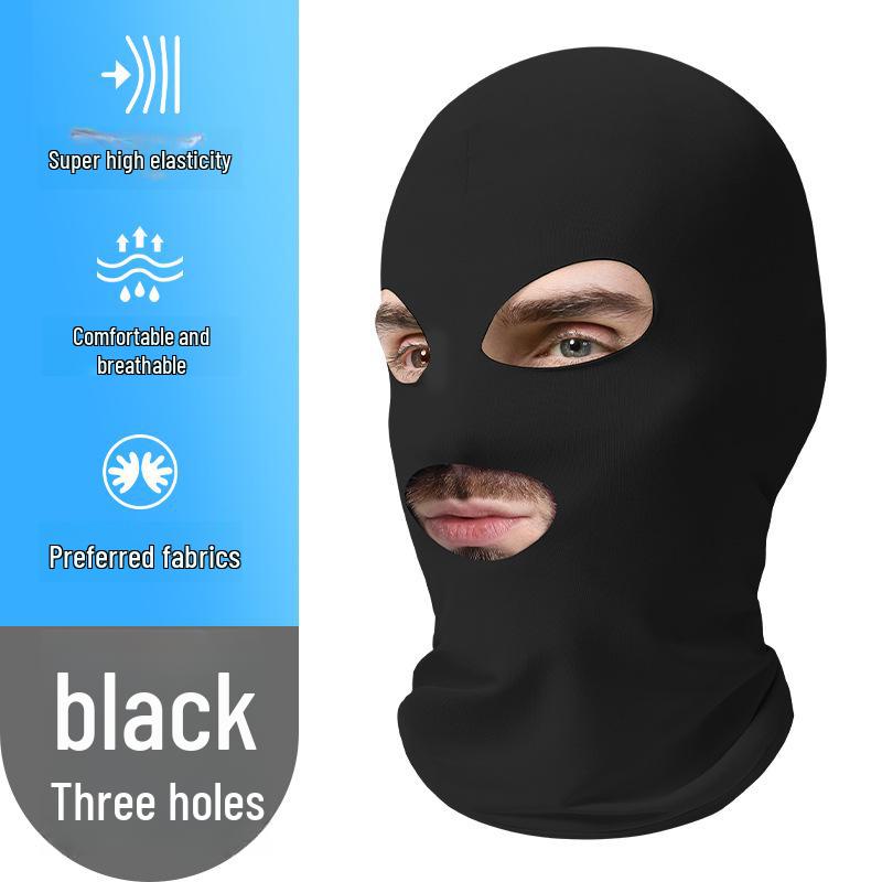 

Спортивная маска Ice Silk Sunshade Mask: Быстросохнущая, однотонная, трехдырочная балаклава для езды на велосипеде One Size