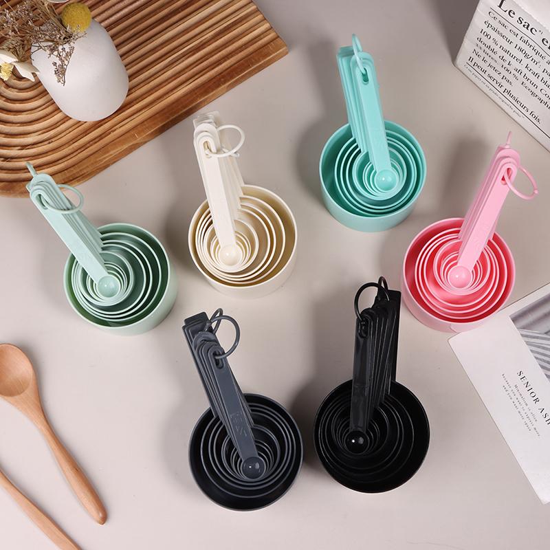 10Pcs/Set Plastic Measuring Tools Stackable Measuring Spoons Teaspoon Sugar Scoop Cake Baking Flour Measuring Cups