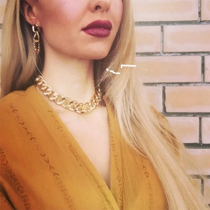 JMXD - Europäischer und amerikanischer Street-Hip-Hop-Schmuck, trendige, einlagige minimalistische Halskette mit Farbspleißen für Damen