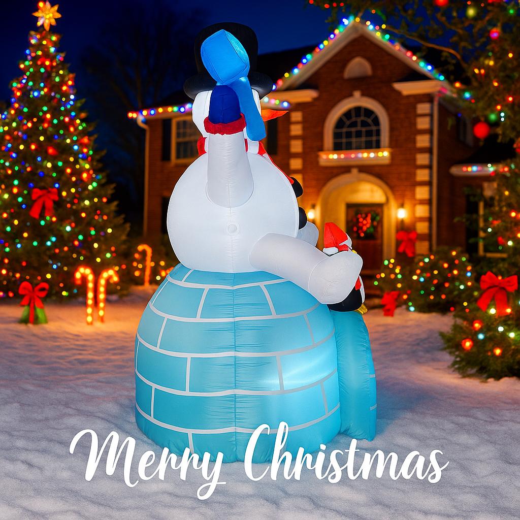 5.9FT Xmas Holiday Inflatable Yard Decor Snowman Penguin Igloo LED Christma Home Decoration Ornament Toy Gift Supplies Decor