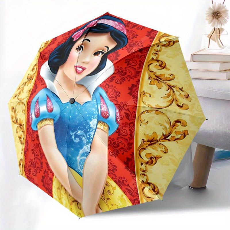 1pc Snow White Automatic Folding Umbrella, 8-Rib Portable & Foldable Design, Highqualityy0722051