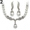 Brud Kvinnor Halsband Faux Pearl Rhinestone Charms Bröllopsörhängen Smycken Set