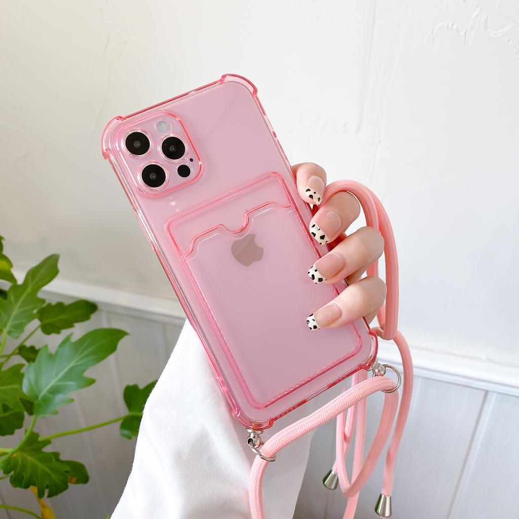 Crossbody Lanyard Hang Strap Case For iPhone 15 14 11 12 13 Pro Max XS 8 7 Plus X XR SE Shockproof Card Holder Wallet Cover