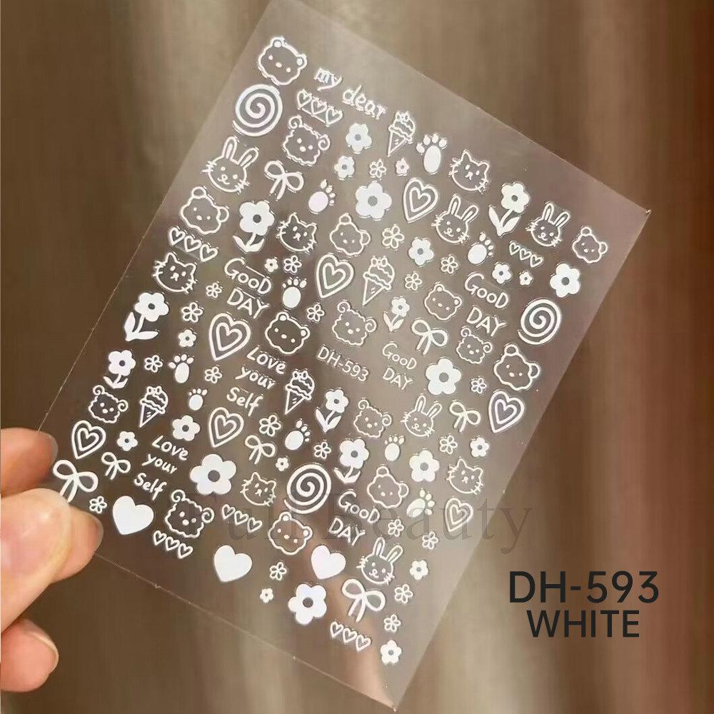 Nail Art Sticker, New Year'S Red Laser Red French Bow Atmosphere Adhesive 3D Nail Sticker